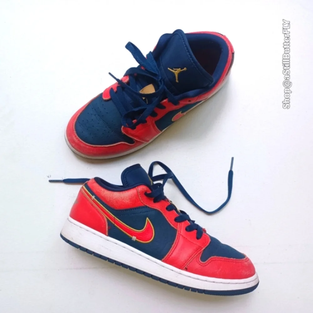 Nike Air Jordan Low Top Sneakers - Navy Blue & Red